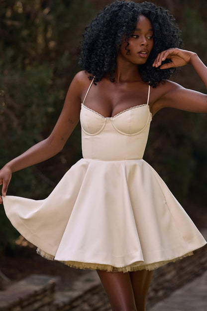 vintage cream tulle mini dress