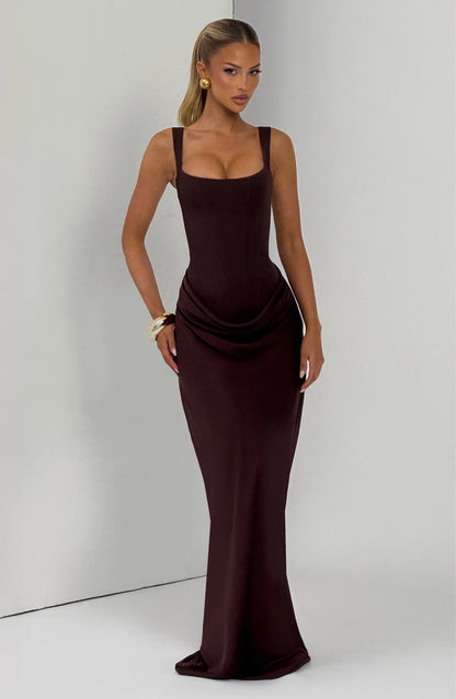 Cornelia Maxi Dress - Plum Brown