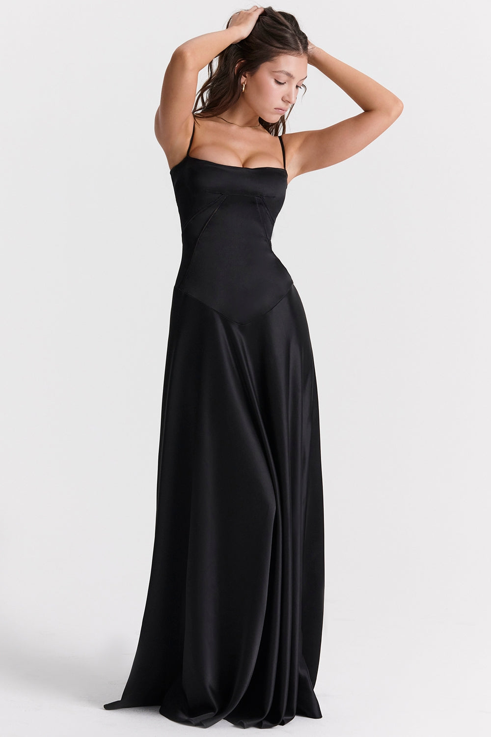 black lace up maxi dress