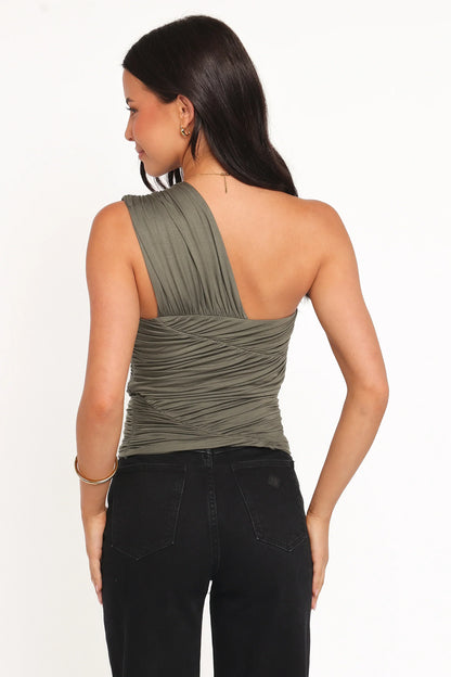 Phelps One Shoulder Top - Olive