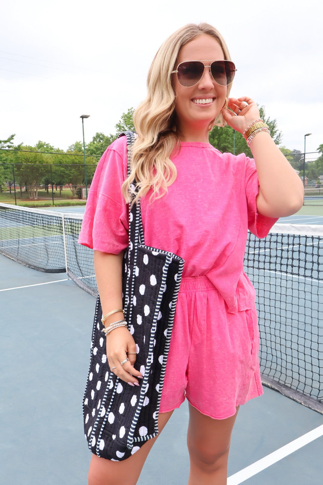 Black & White Polka Dot Quilted Tote