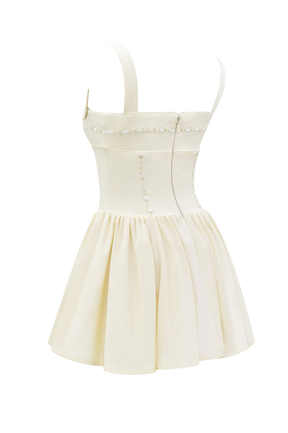 buttermilk ribbon detailed mini dress