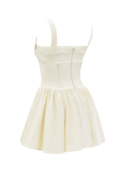 buttermilk ribbon detailed mini dress