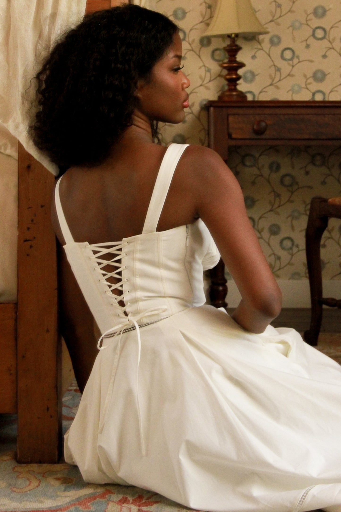 white cotton button front midi dress