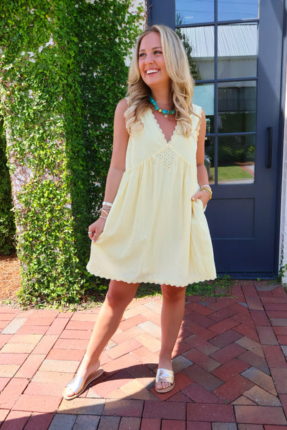 Butter Yellow Babydoll Mini Dress