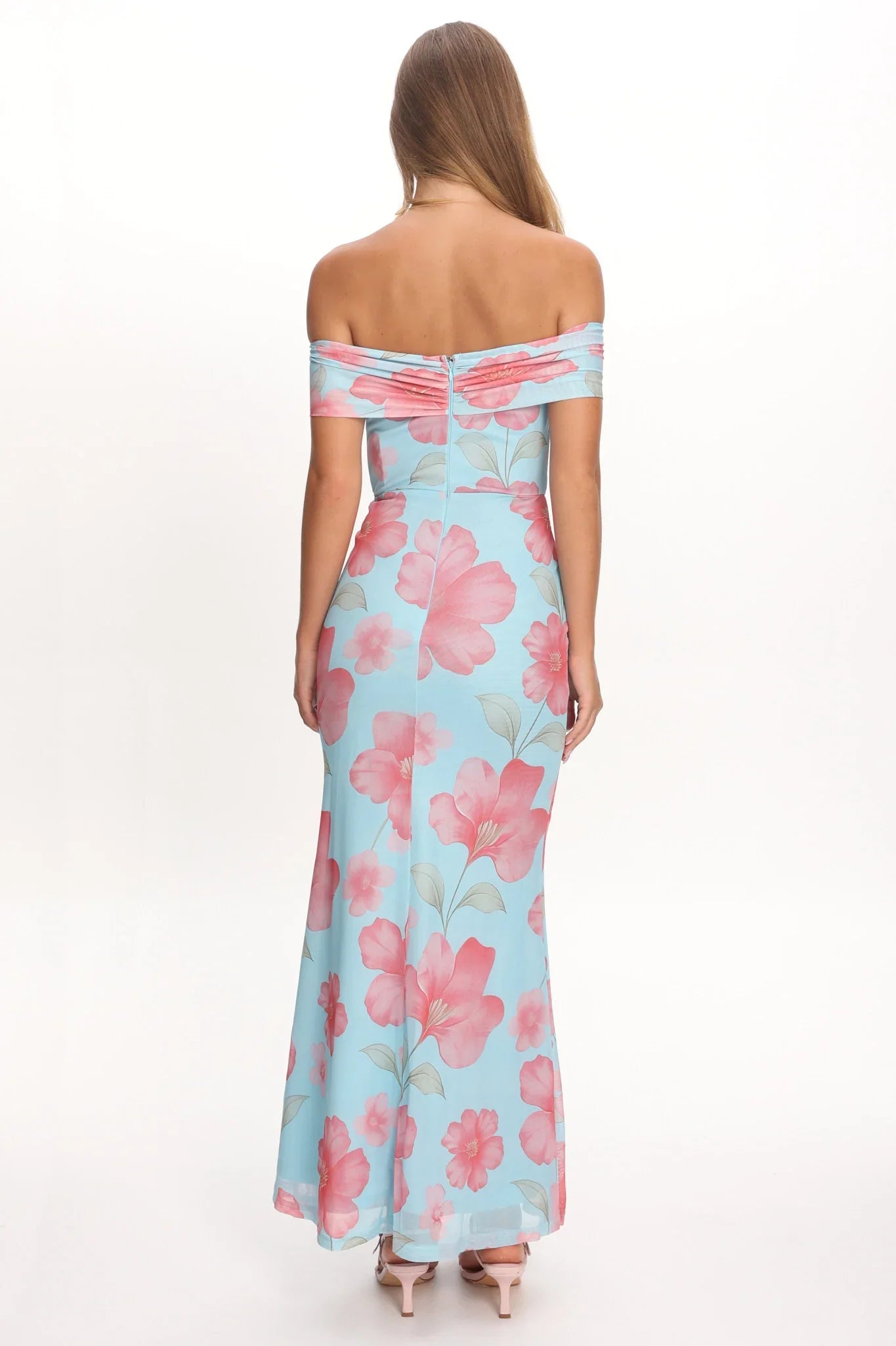 Tilda Off-Shoulder Maxi Dress Floral Blue