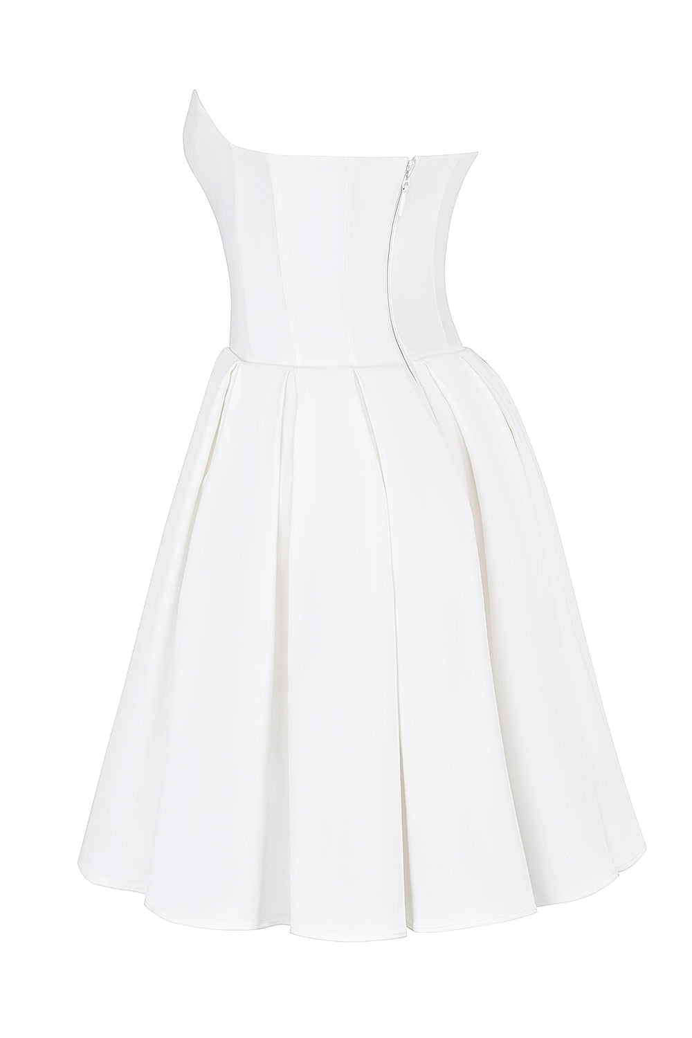 white strapless pleated mini dress