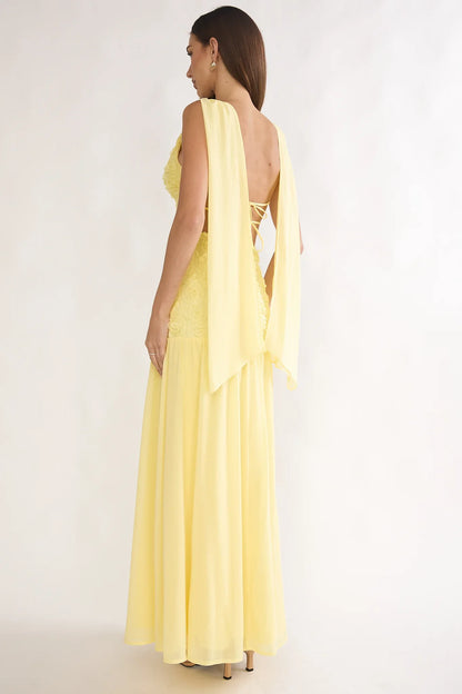 Marcellia Tied Back Maxi Dress Embellished Yellow