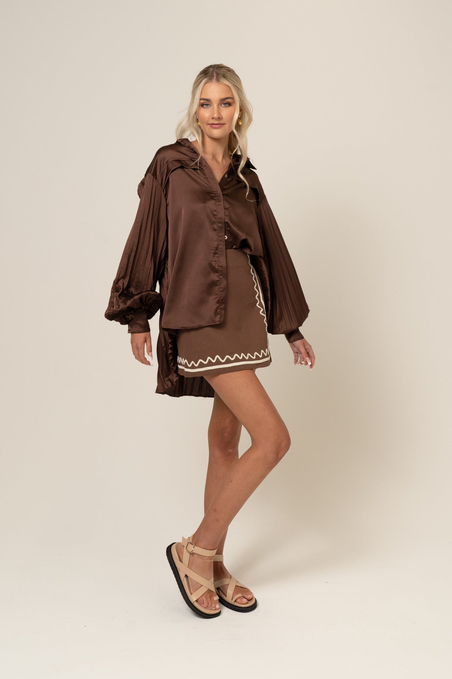Rachel Chocolate A-Line Mini Skirt