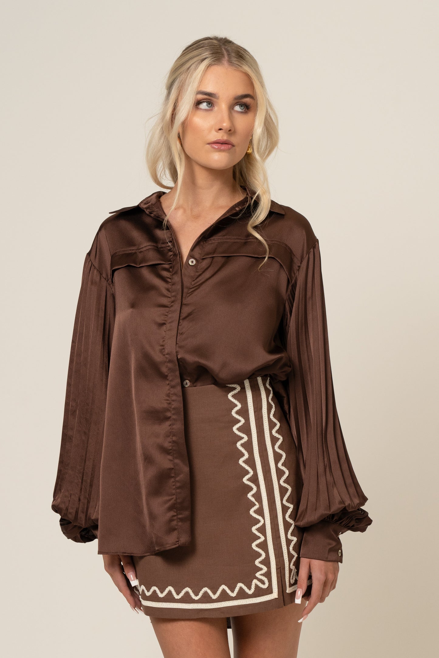 Rachel Chocolate A-Line Mini Skirt