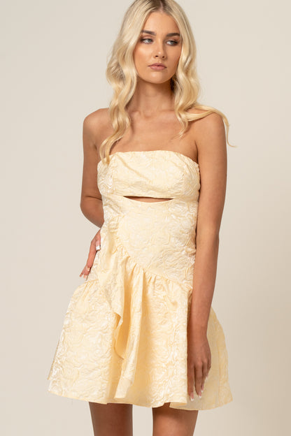 Demi Strapless Yellow Mini