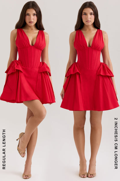 red cotton bow mini dress