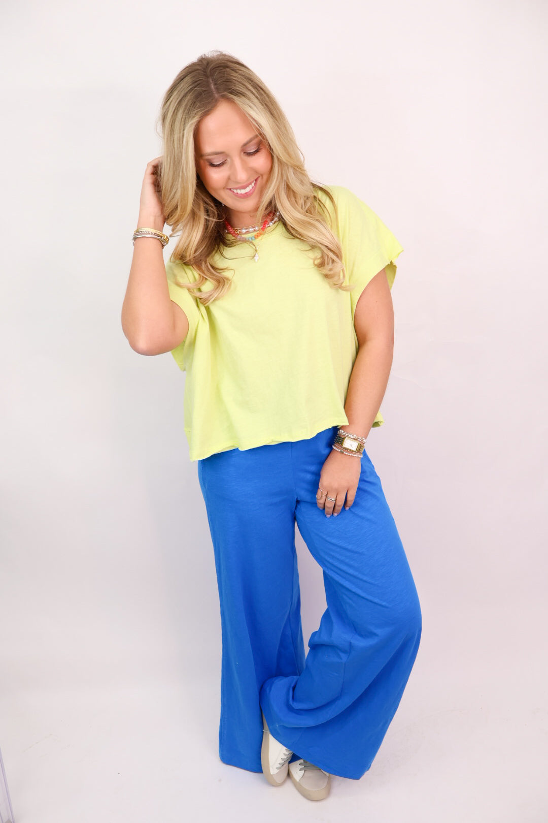 Open Back Everyday Slub Tee - Lime