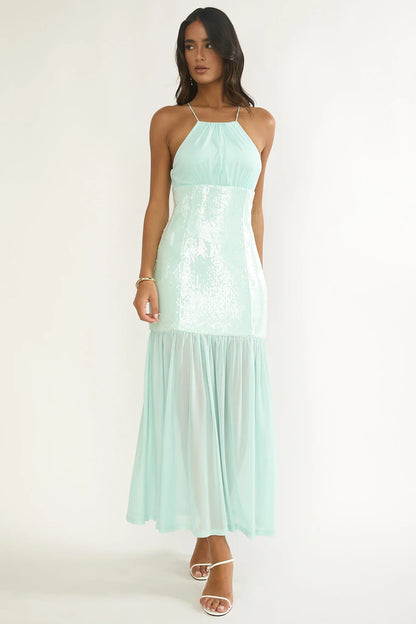 Wilma Sequin Bodice Maxi Dress Mint