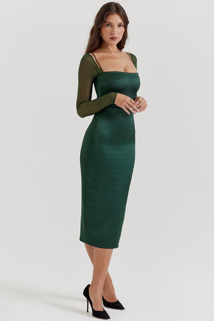 emerald green midi dress