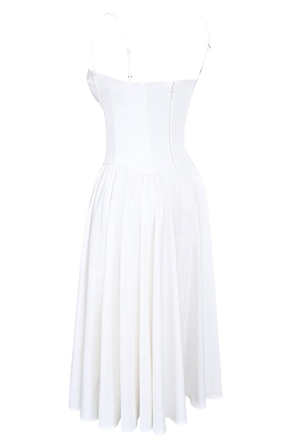 white corset midi dress