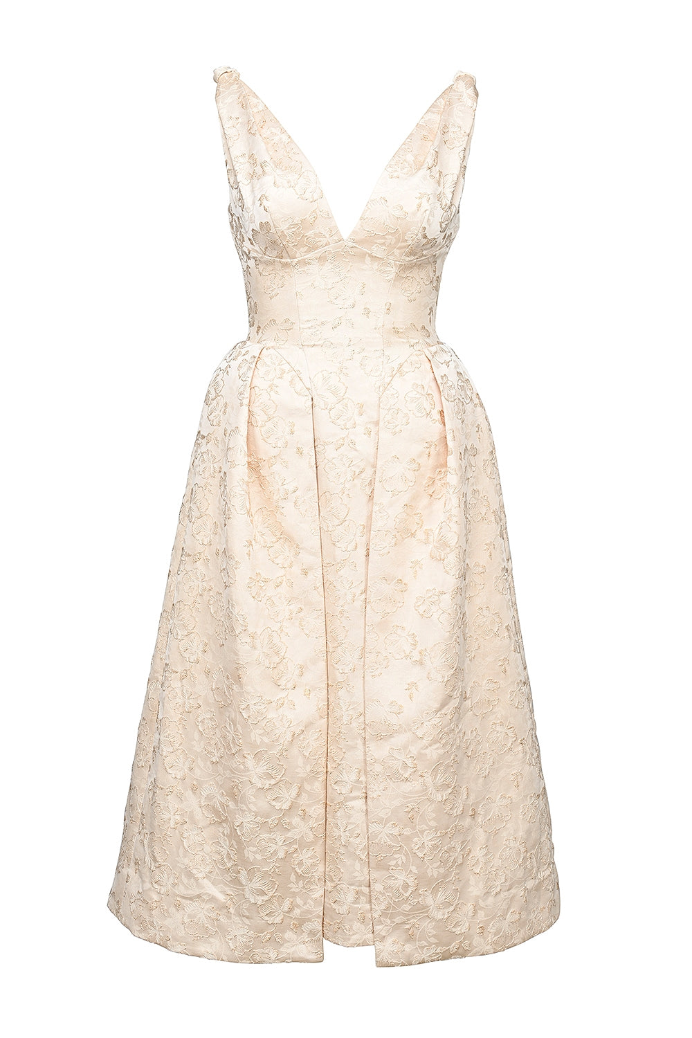 ivory metallic jacquard midi dress - sale