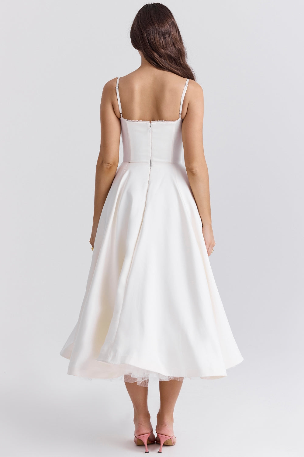 white tulle midi dress