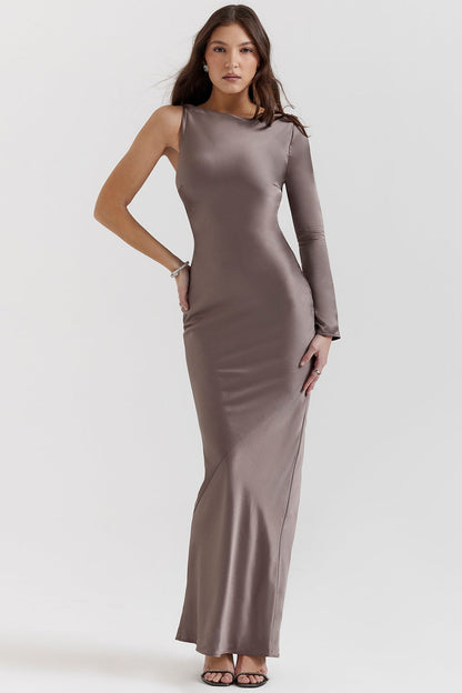 smoke one sleeve maxi dress
