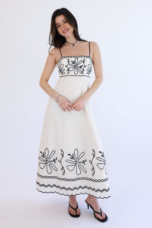 Palermo Dress in Oat/Black