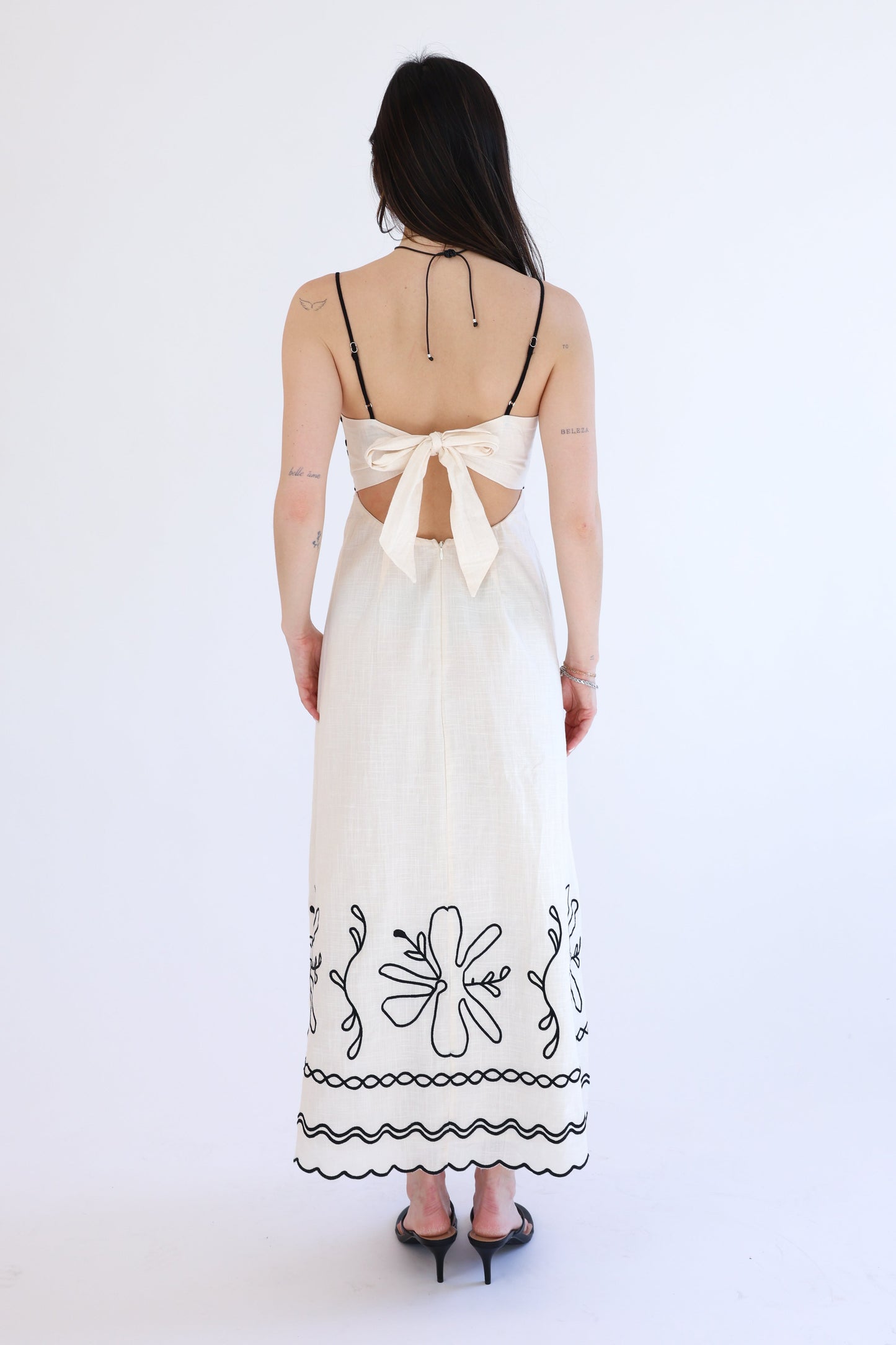 Palermo Dress in Oat/Black