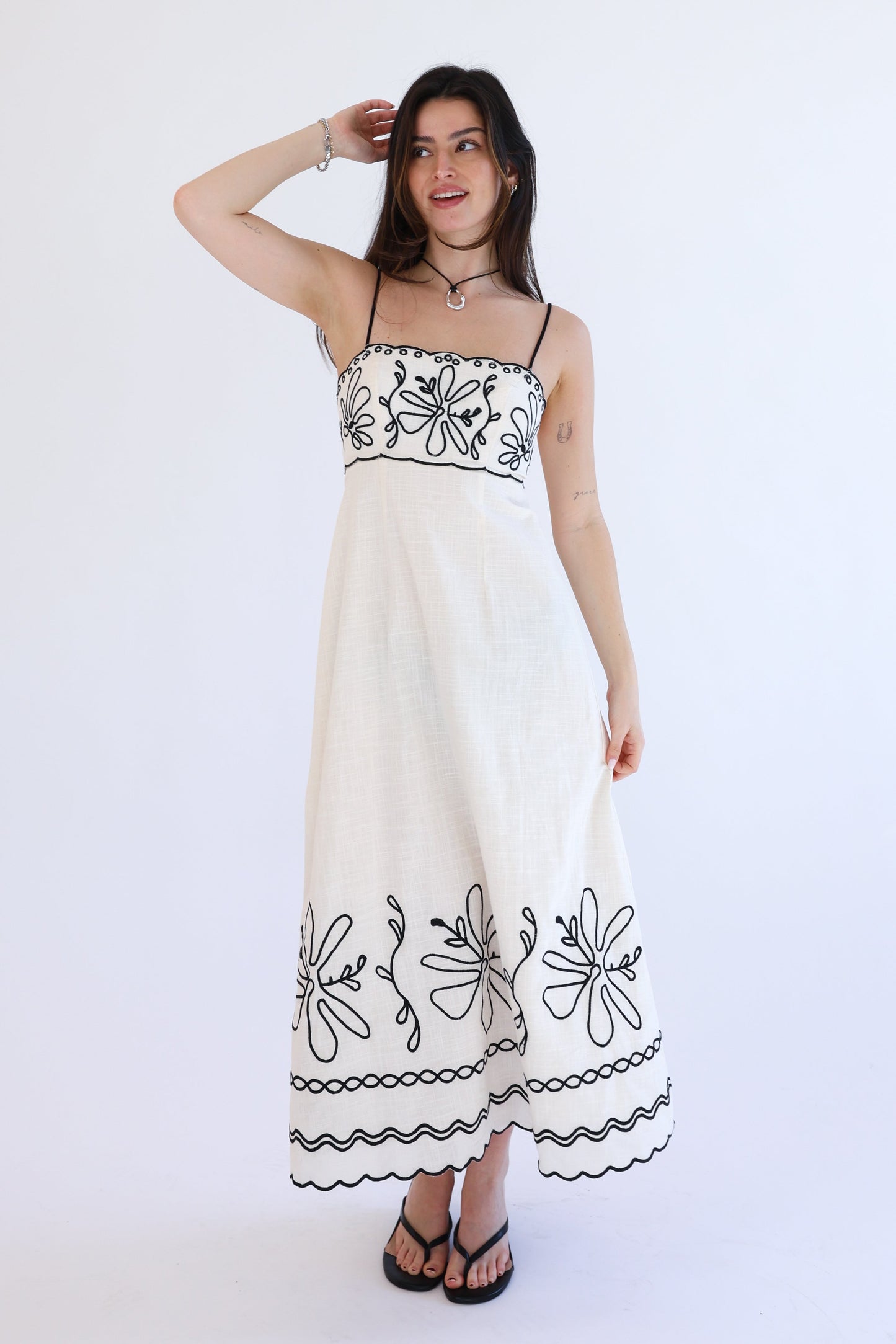 Palermo Dress in Oat/Black