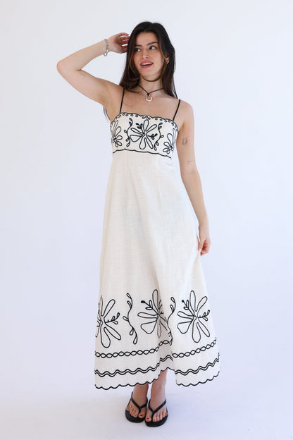 Palermo Dress in Oat/Black
