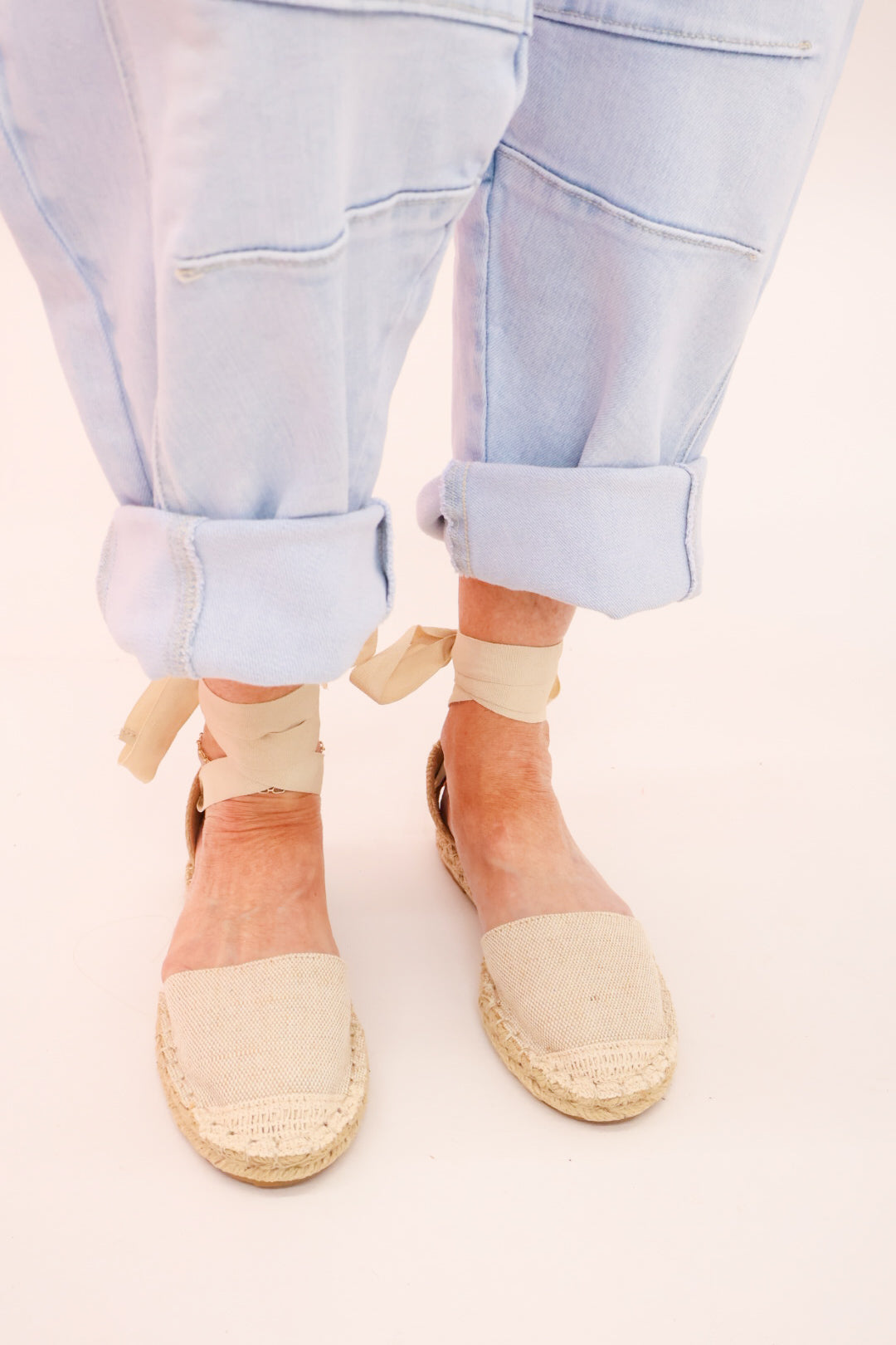 Canvas Ankle Wrap Espadrille Flats