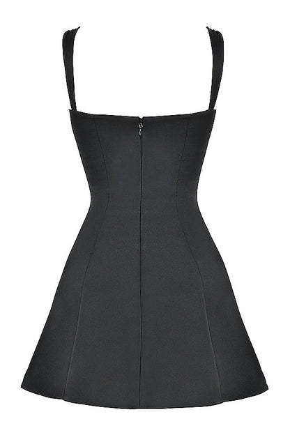 black satin and lace mini dress