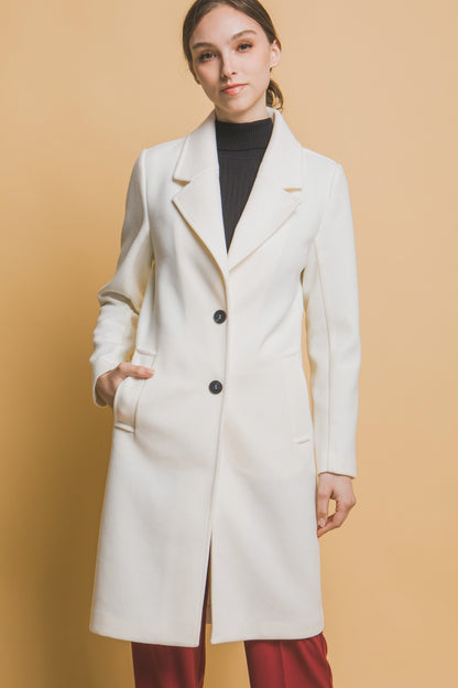 Bundled Up Notched Fleece Trench Coat (Ivory)