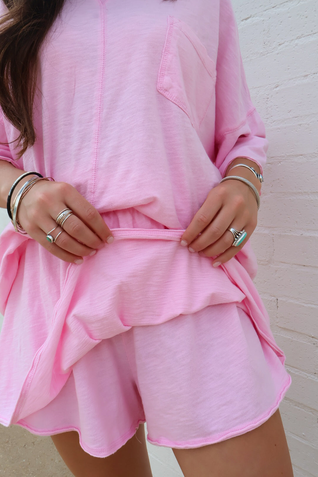 Slub Cotton Skort Set - Bubblegum Pink