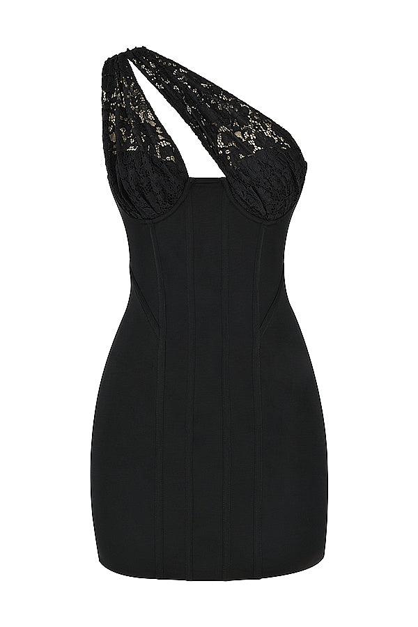 black lace mini dress