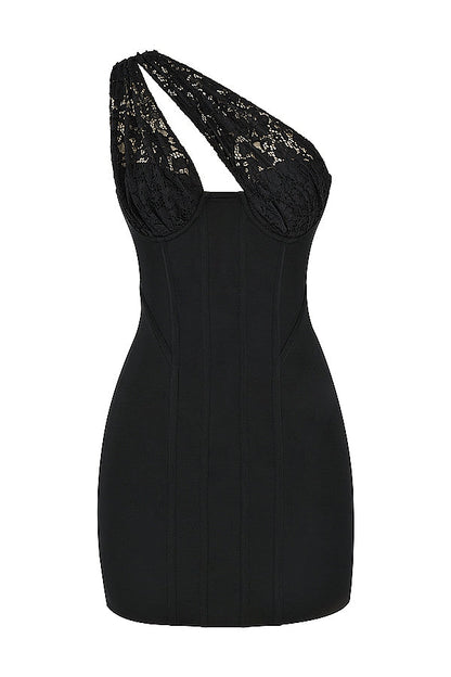 black lace mini dress