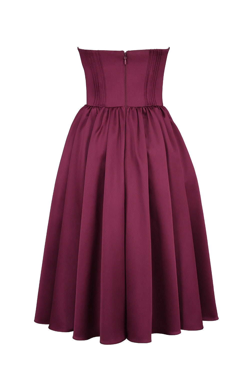 burgundy satin tulle midi dress - sale