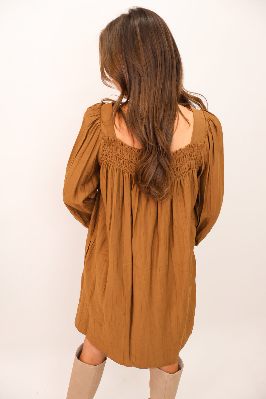 Camel Square Neck Dress