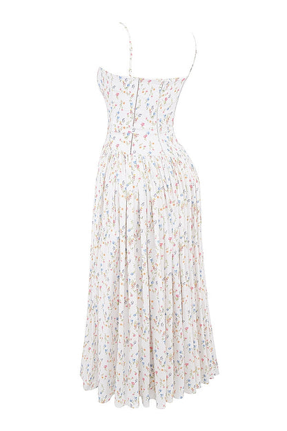 white posy print cotton maxi sundress