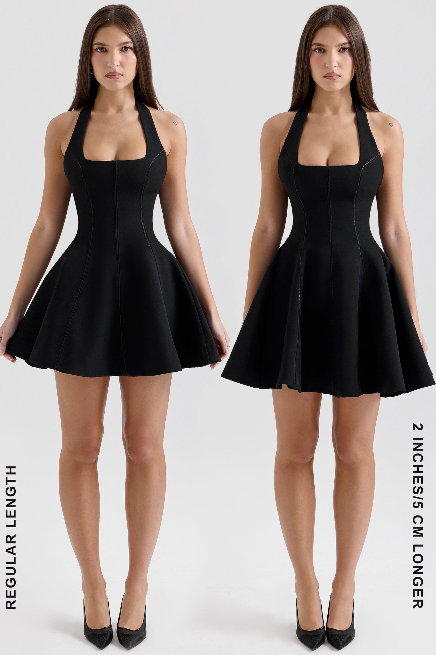 black halter neck bow mini dress