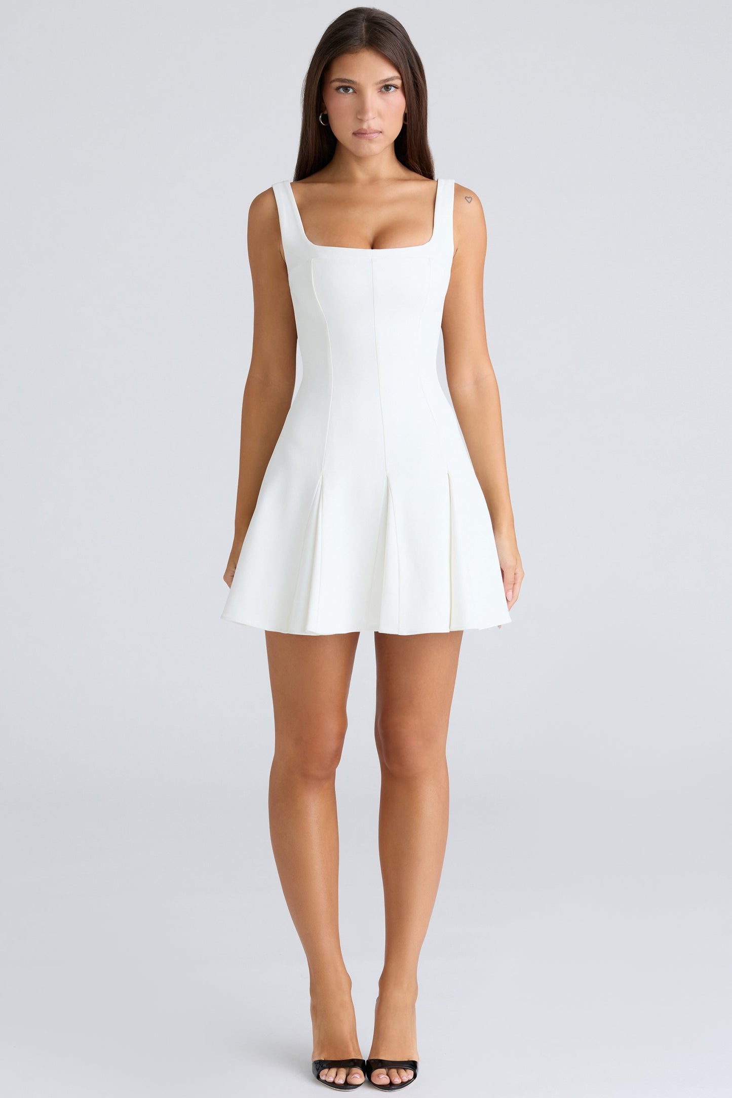 vintage ivory stretch crepe mini dress
