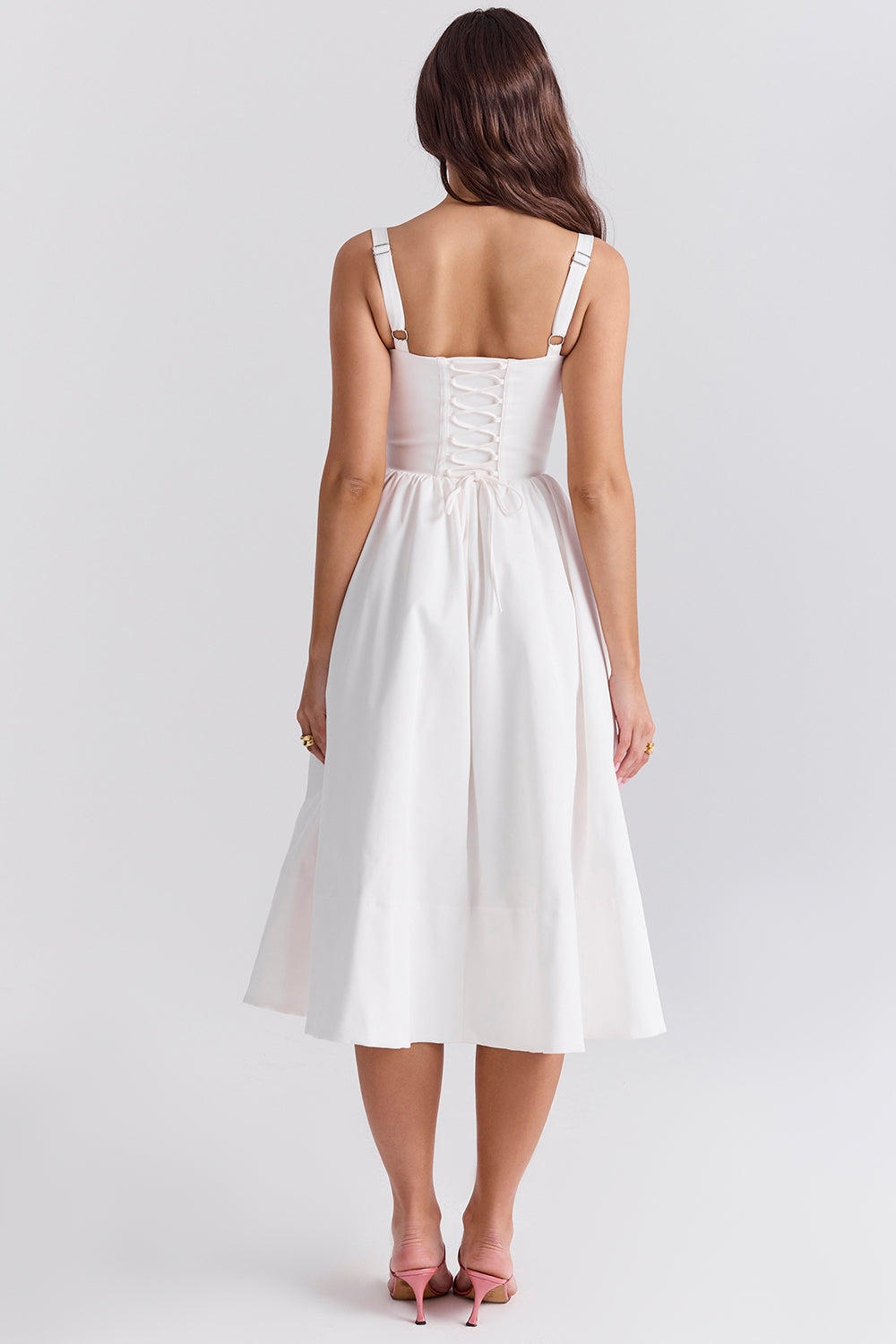 white corset midi sundress