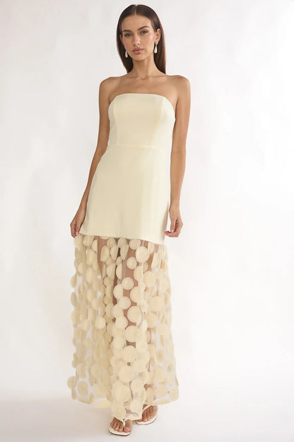 Divora Embellished Hem Maxi Dress Butter