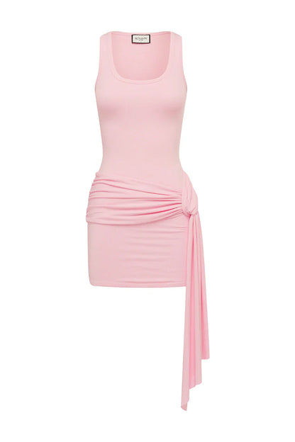 FELIX TIE FRONT MINI DRESS - MUSK