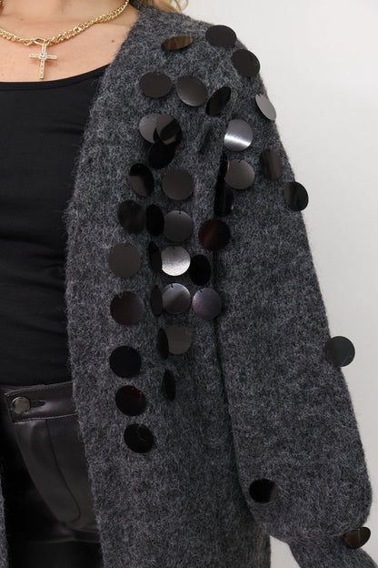 Sequin Sweater Duster Cardigan