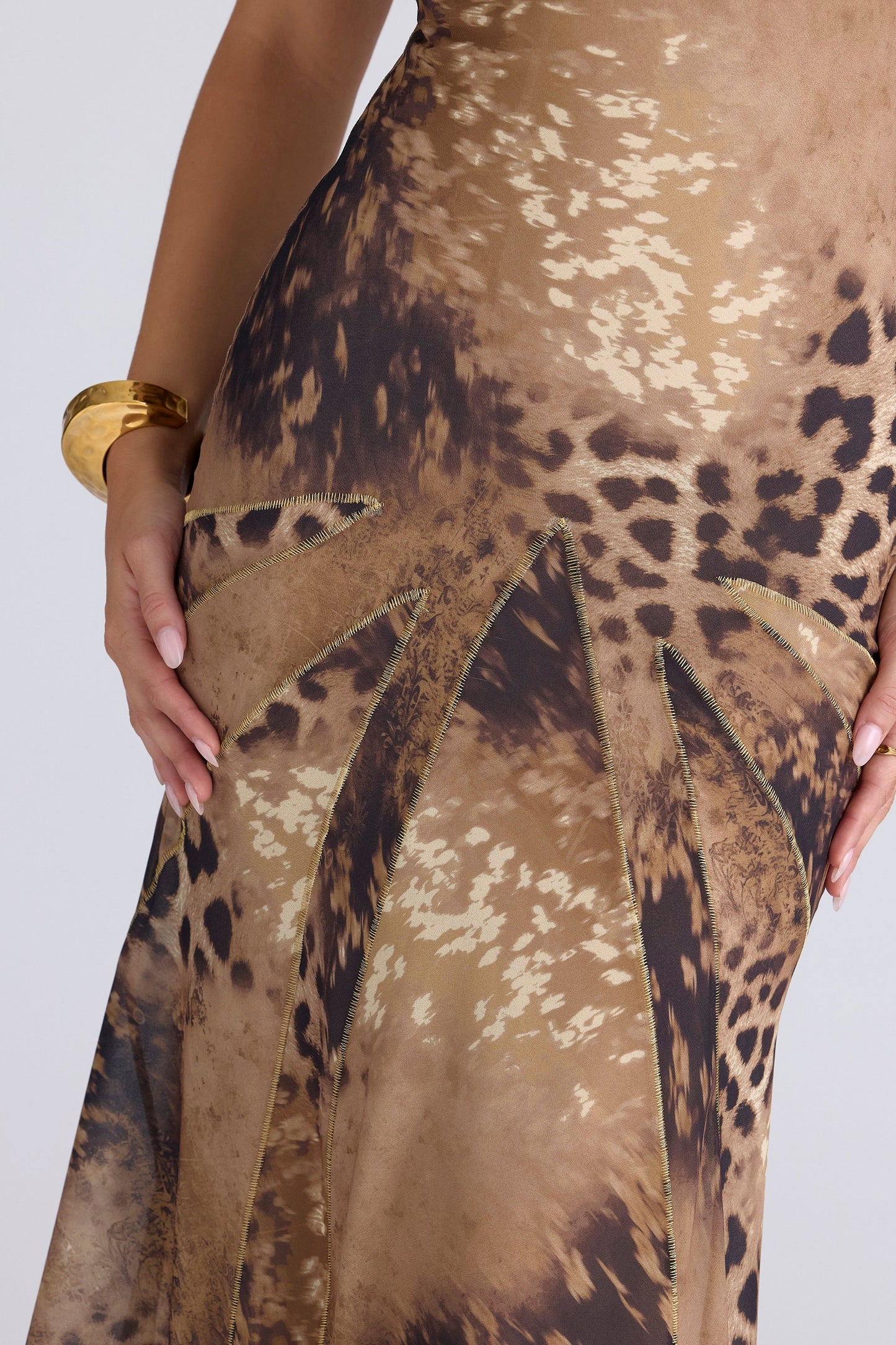 leopard print georgette panelled maxi dress - limited edition