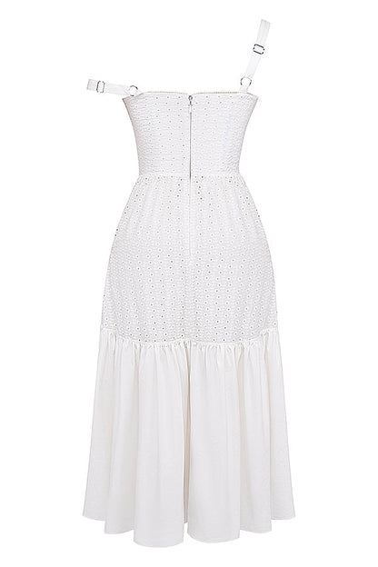 white broderie anglaise midi sundress