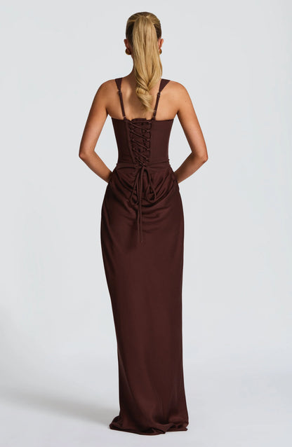 Cornelia Maxi Dress - Plum Brown