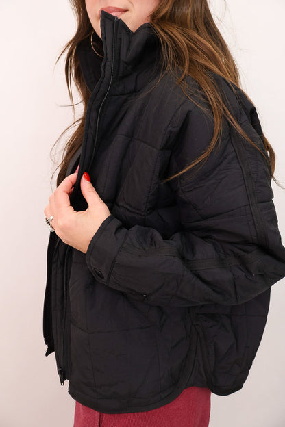 Cozy Up Quilted Puffer Jacket - Black