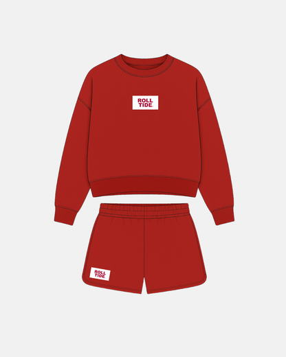 The Becca Boxy Pullover + Shorts Set - Roll Tide Patch
