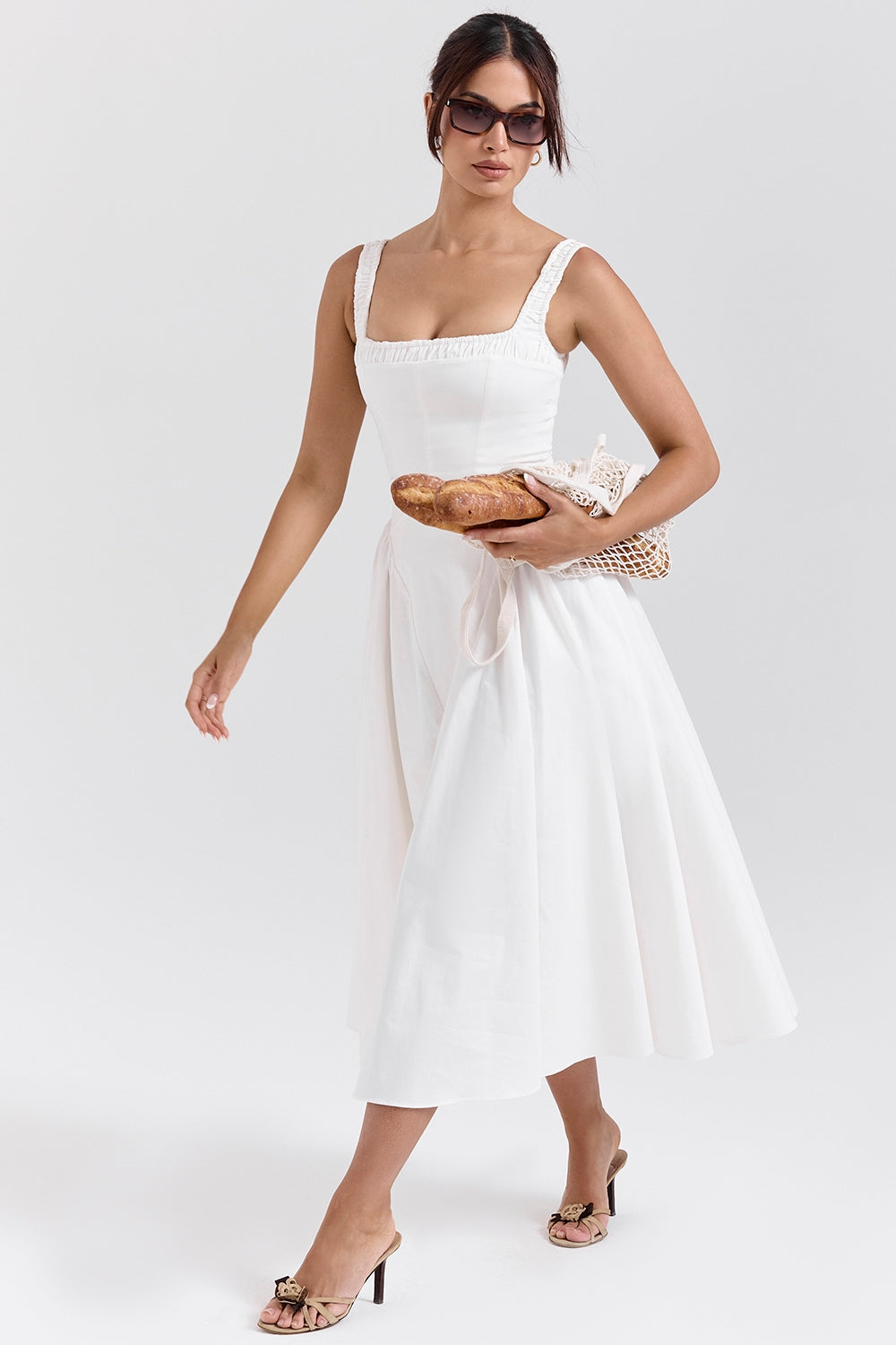 white cotton midi sundress