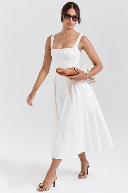 white cotton midi sundress