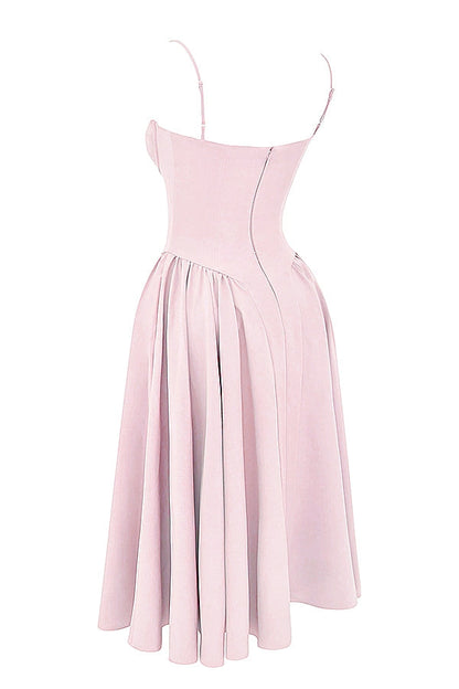 ballerina pink twill corset midi dress